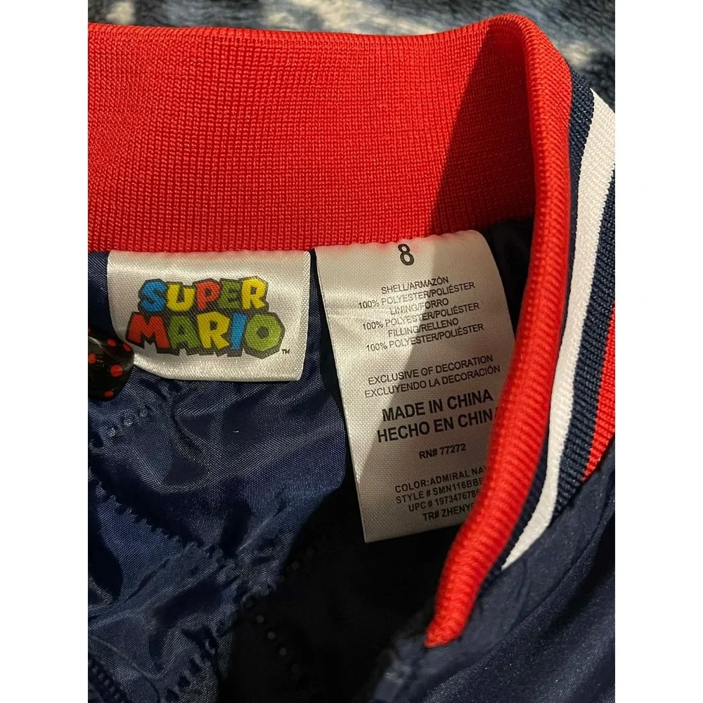 Super Mario Bomber Jacket Kids 8 Blue Power Up Full Zip Windbreaker SMN116BBE‎
